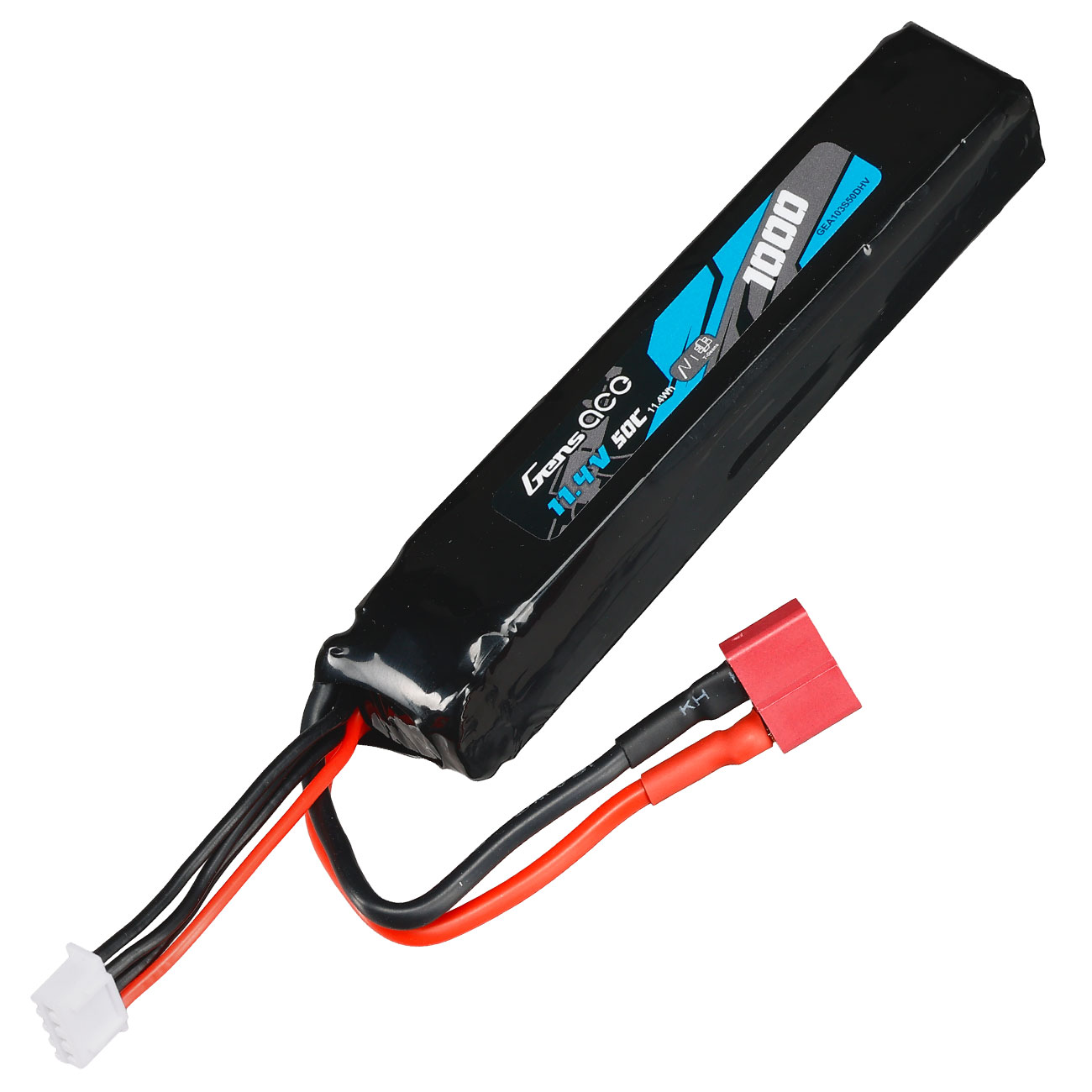 Gens Ace Airsoft LiPo LiHV Akku 11,4V 1000mAh 50C Stock-Tube Type m. T-Stecker Anschluss