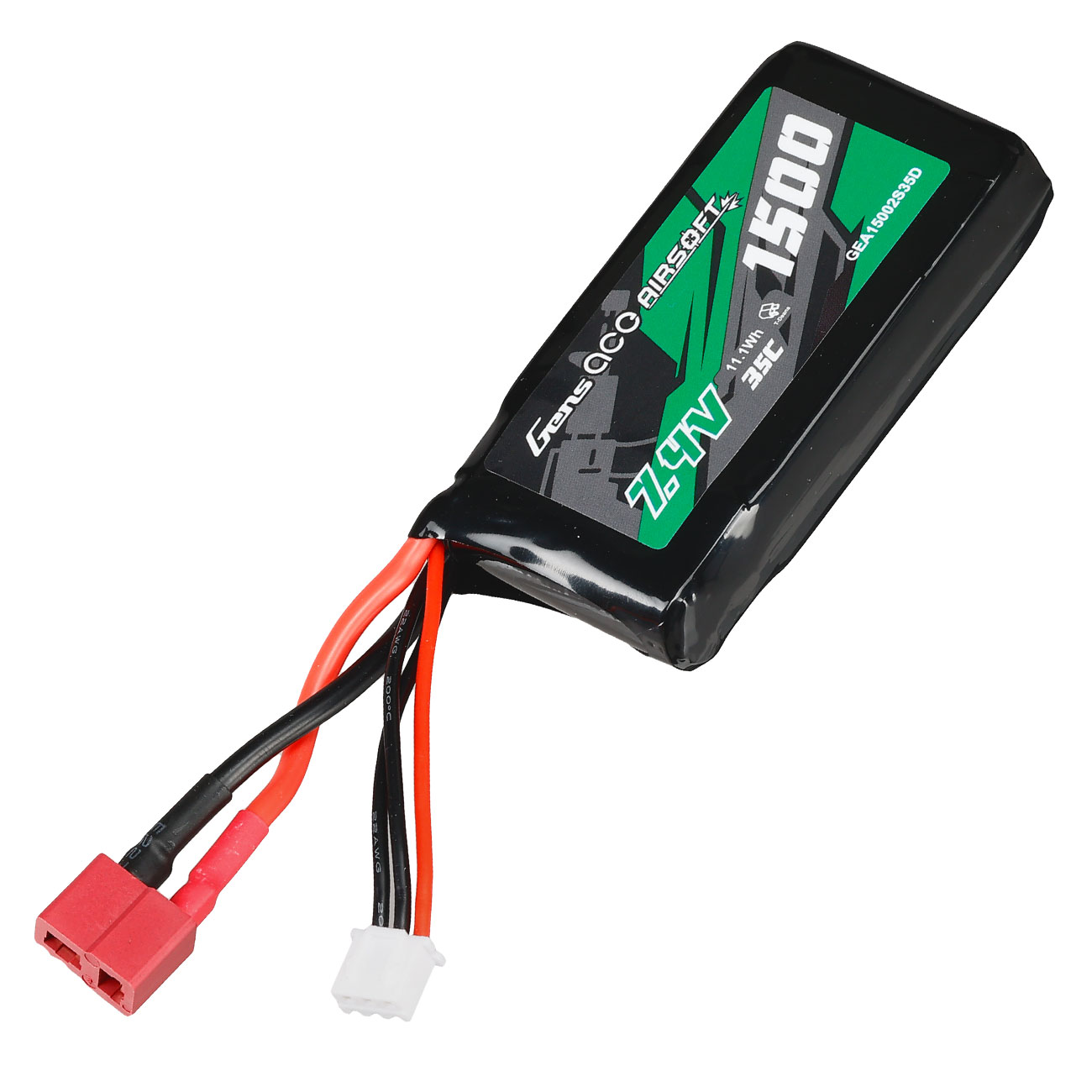 Gens Ace Airsoft LiPo Akku 7,4V 1500mAh 35C / 70C AN/PEQ Large-Type m. T-Stecker Anschluss Bild 1