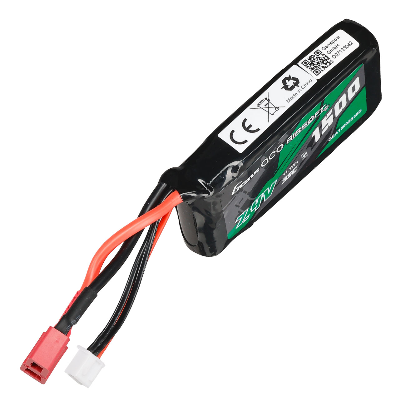 Gens Ace Airsoft LiPo Akku 7,4V 1500mAh 35C / 70C AN/PEQ Large-Type m. T-Stecker Anschluss Bild 2