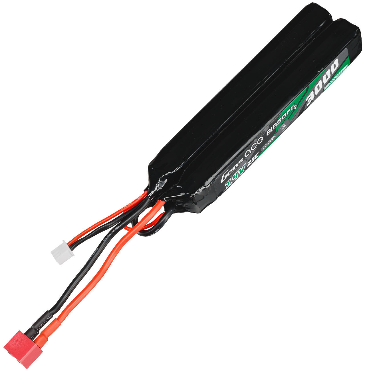 Gens Ace Airsoft LiPo Akku 7,4V 3000mAh 25C / 80C Small-Long Two-Panel Type m. T-Stecker Anschluss Bild 2