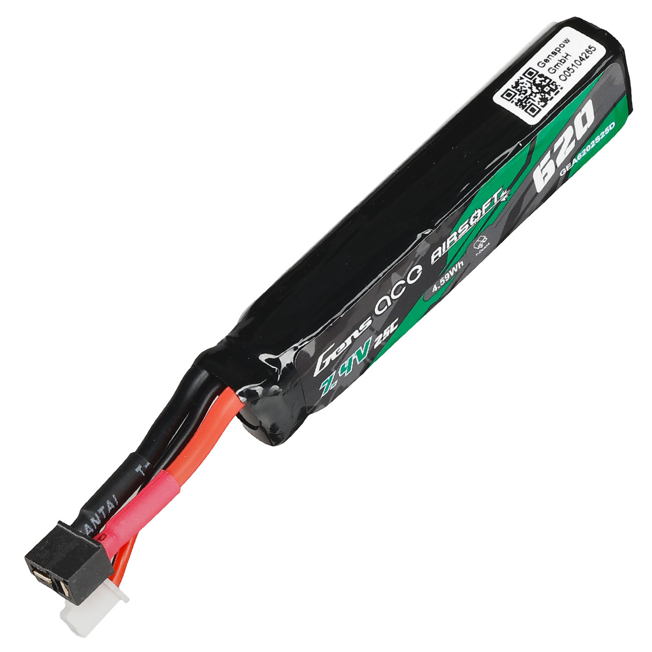 Gens Ace Airsoft LiPo Akku 7,4V 620mAh 25C / 80C Cyma AEP Type m. Mini T-Stecker Anschluss Bild 2
