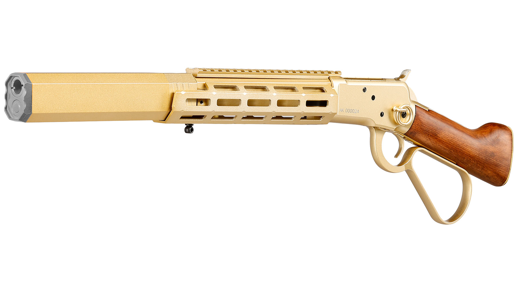 A&K M1873R Medium LOCK Unterhebelrepetiergewehr Gas-Bolt-Action 6mm BB gold - Echtholz Version