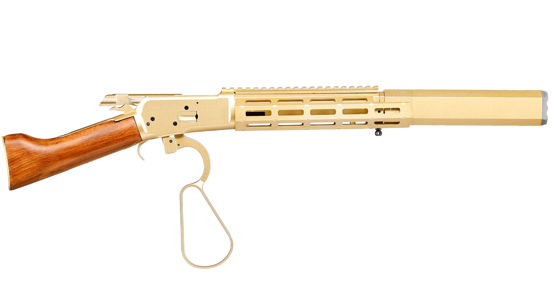 A&K M1873R Medium LOCK Unterhebelrepetiergewehr Gas-Bolt-Action 6mm BB gold - Echtholz Version Bild 4