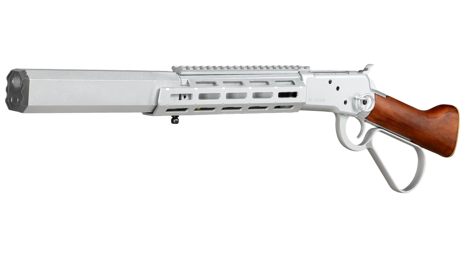 A&K M1873R Medium LOCK Unterhebelrepetiergewehr Gas-Bolt-Action 6mm BB silber - Echtholz Version