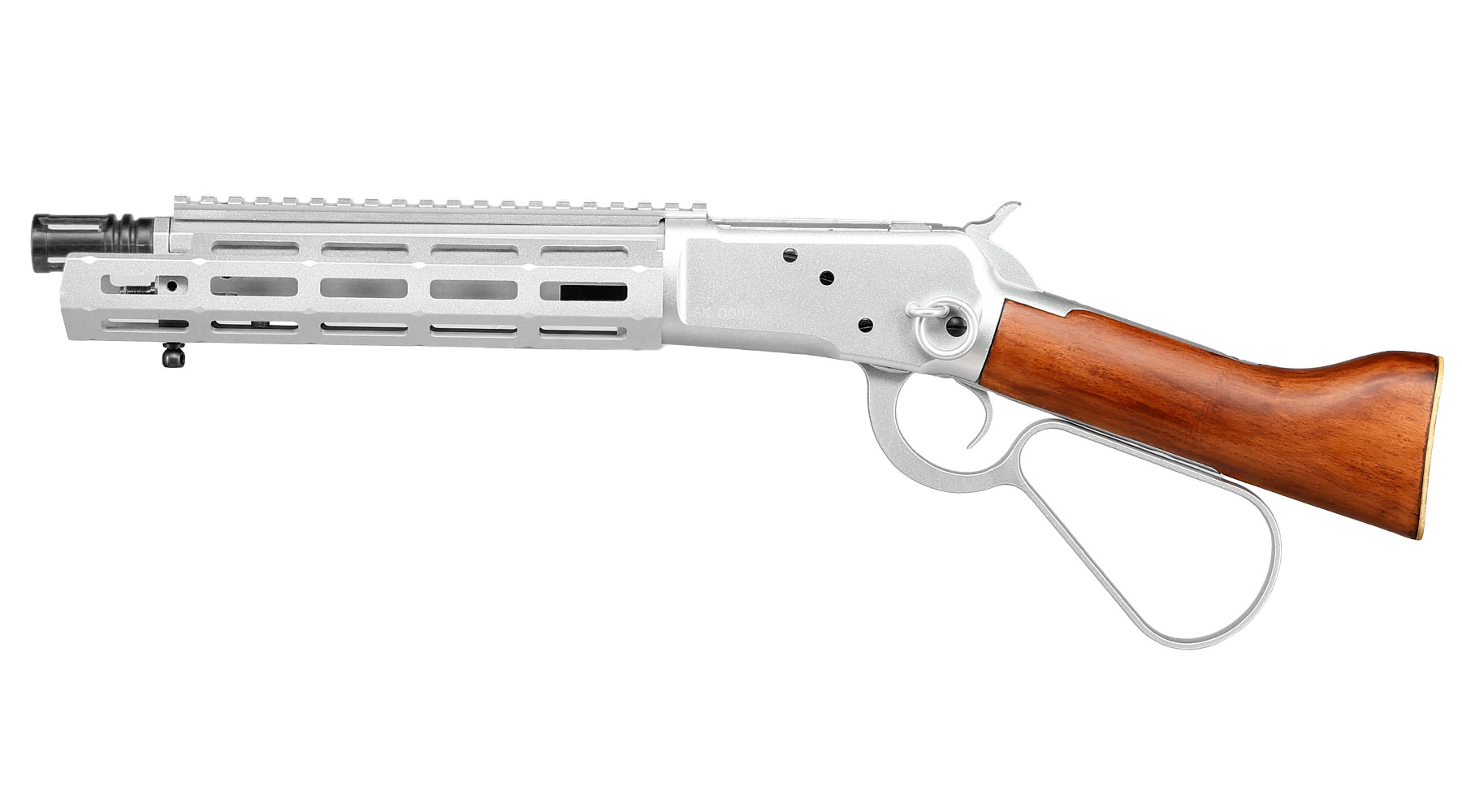 A&K M1873R Medium LOCK Unterhebelrepetiergewehr Gas-Bolt-Action 6mm BB silber - Echtholz Version Bild 2