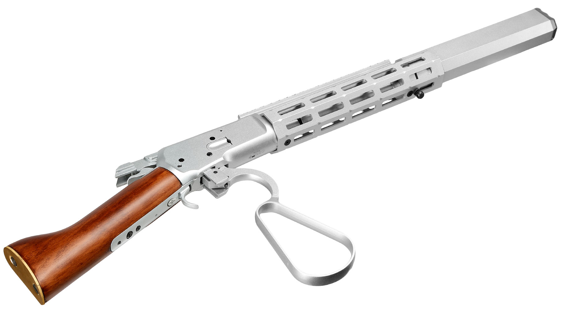 A&K M1873R Medium LOCK Unterhebelrepetiergewehr Gas-Bolt-Action 6mm BB silber - Echtholz Version Bild 7