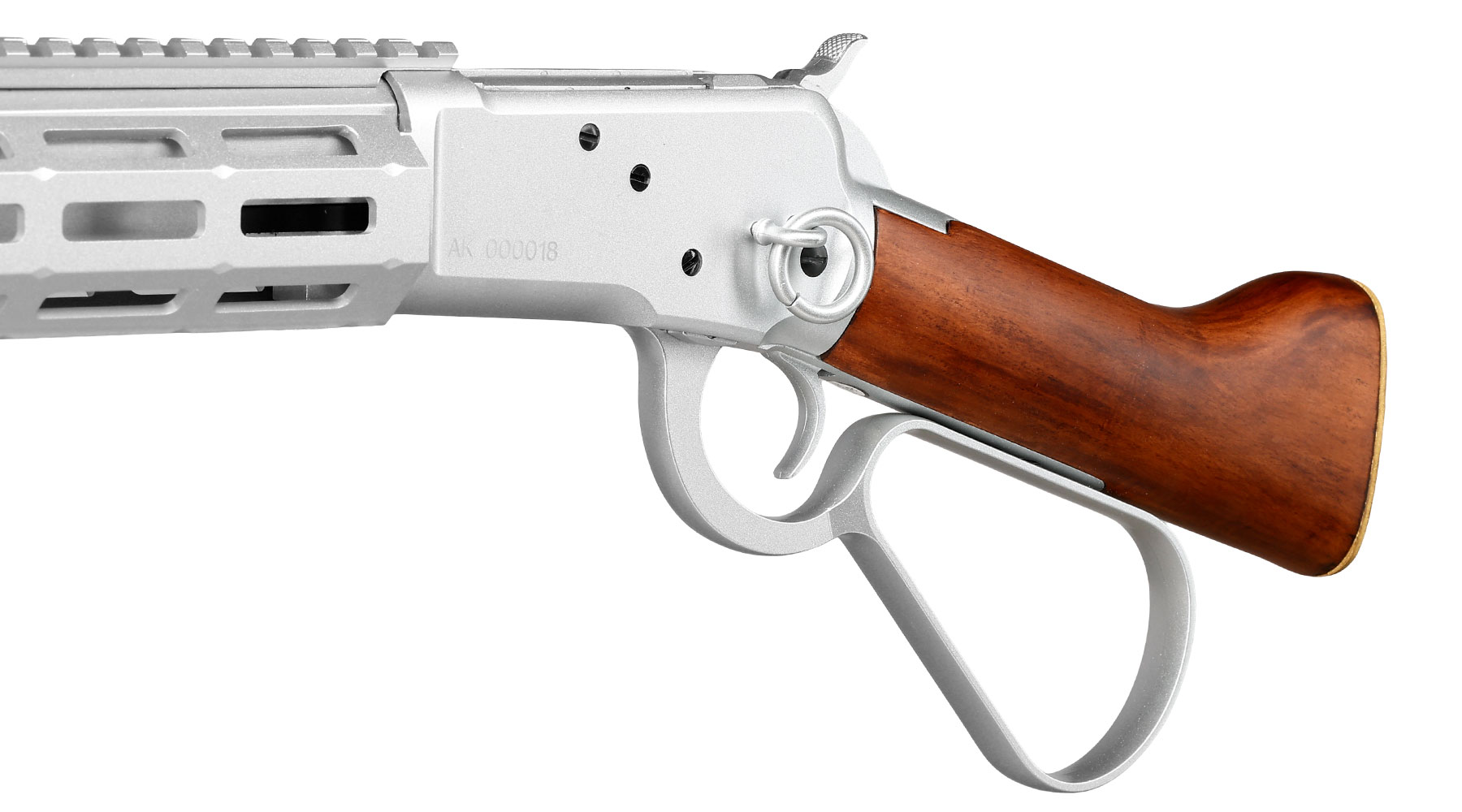 A&K M1873R Medium LOCK Unterhebelrepetiergewehr Gas-Bolt-Action 6mm BB silber - Echtholz Version Bild 9