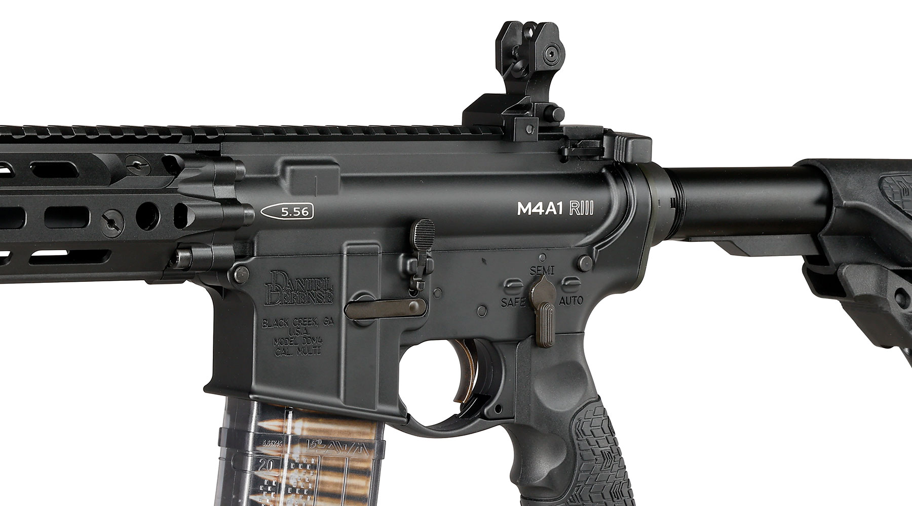 EMG / Cyma Daniel Defense M4A1 RIII Carbine Vollmetall CGS T8-System Gas-Blow-Back 6mm BB schwarz Bild 7