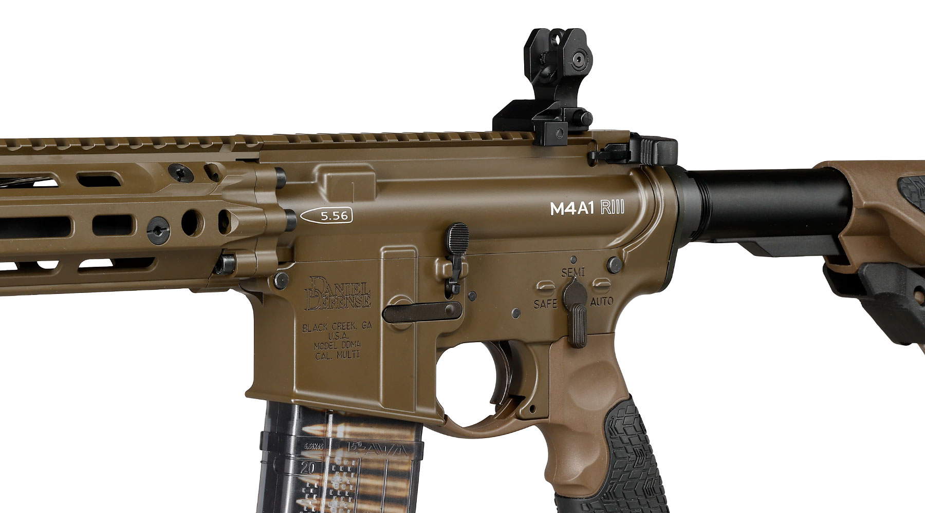 EMG / Cyma Daniel Defense M4A1 RIII Carbine Vollmetall CGS T8-System Gas-Blow-Back 6mm BB braun Bild 7