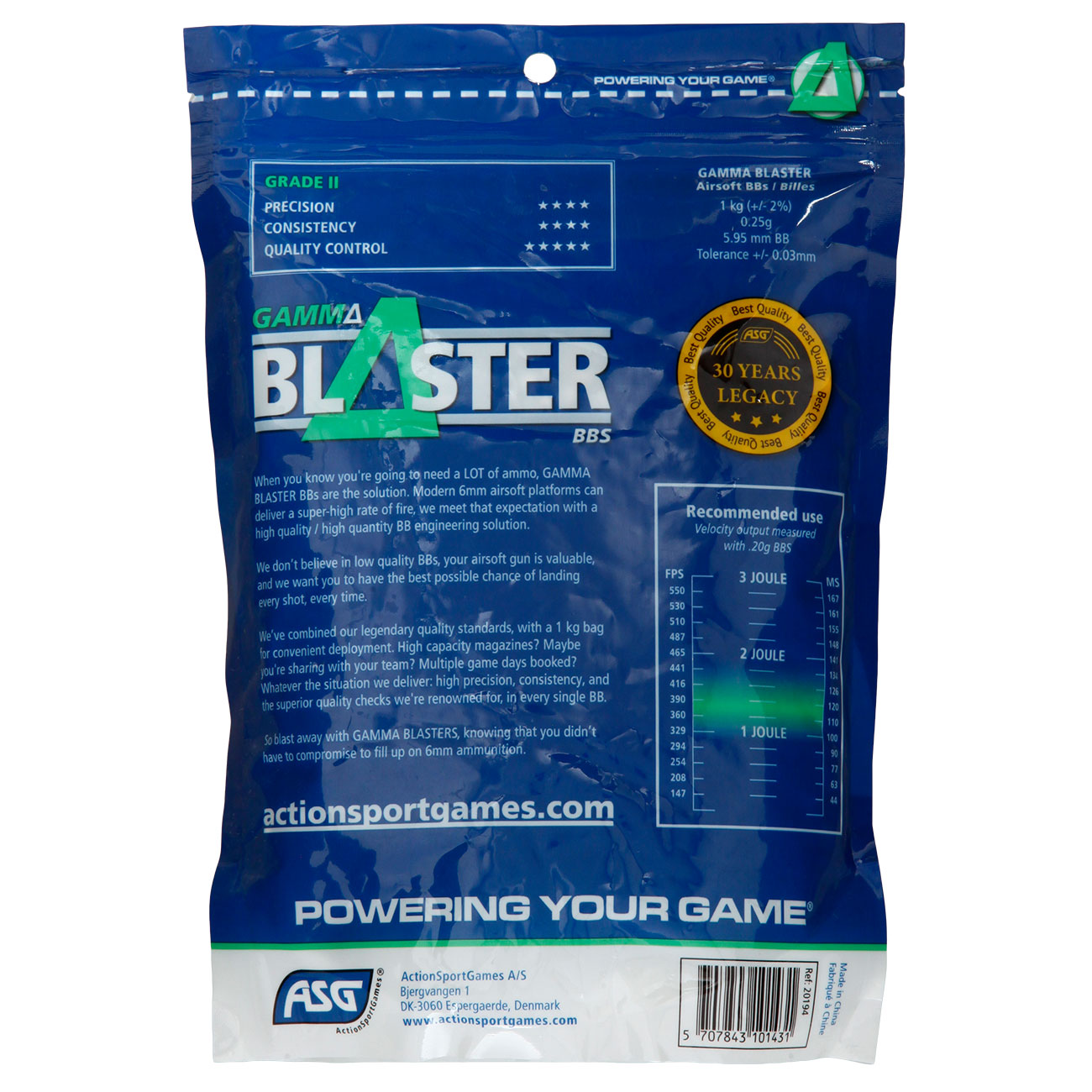 ASG Gamma Blaster Grade II BBs 0,25g 4.000er / 1kg Beutel weiss Bild 1