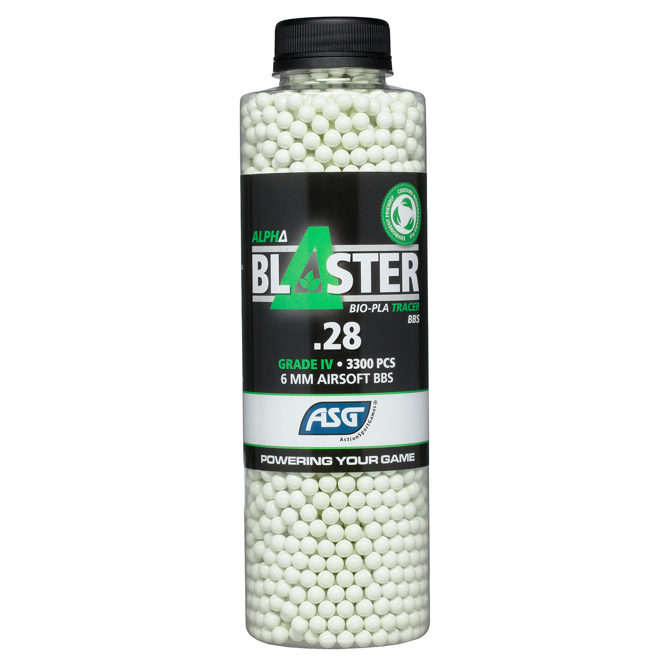ASG Alpha Blaster BIO-PLA Tracer Grade IV Precision BBs 0,28g 3.300er Flasche grn