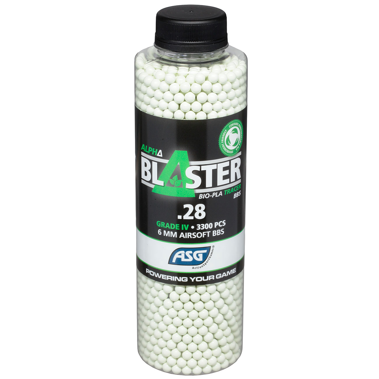 ASG Alpha Blaster BIO-PLA Tracer Grade IV Precision BBs 0,28g 3.300er Flasche grn Bild 2