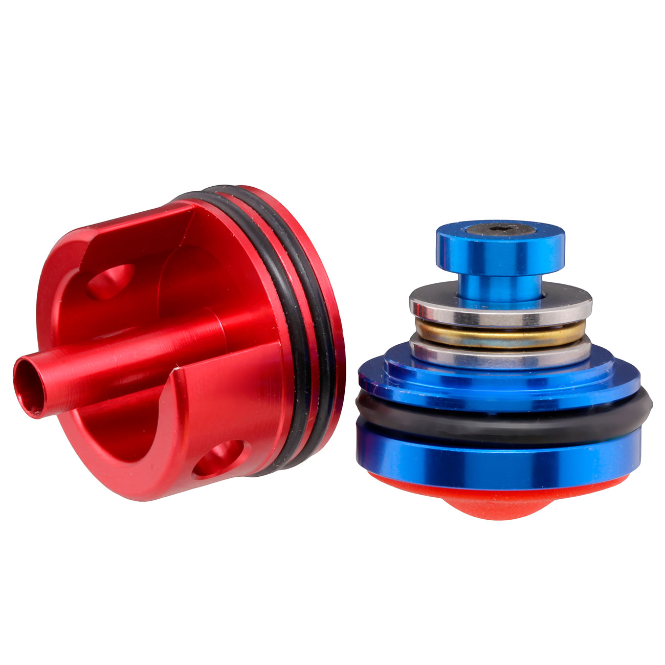 Nuprol Silent Piston Head / Cylinder Head Set f. M4 V2 Gearboxen rot / blau