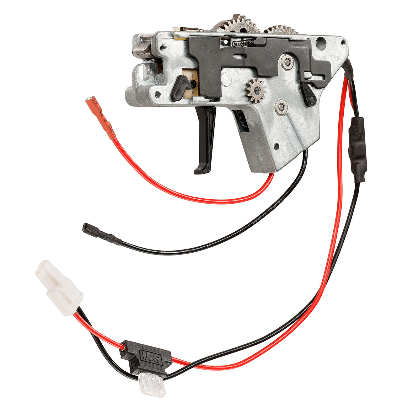 ICS M4 / M16 Ambi Split-Design Gearbox komplett mit Mosfet unten silber - Kabel hinten - MA-387