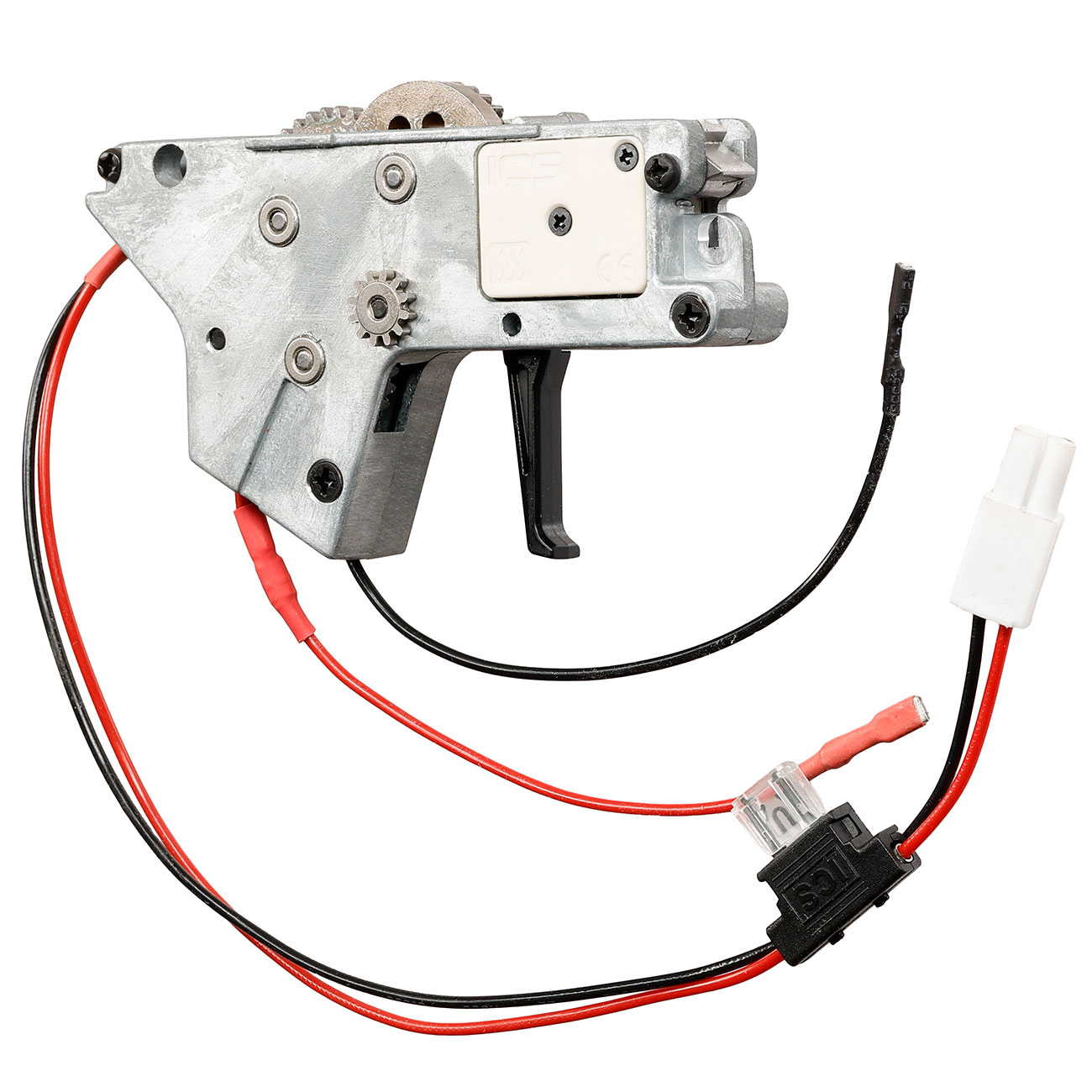 ICS M4 / M16 Ambi Split-Design Gearbox komplett mit SSS-Mosfet unten silber - Kabel hinten - MA-400 Bild 1