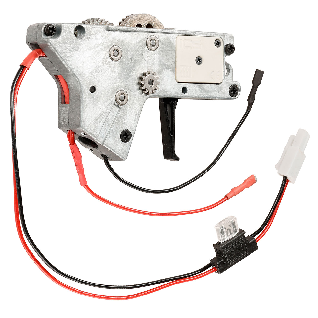 ICS M4 / M16 Ambi Split-Design Gearbox komplett mit SSS-Mosfet unten silber - Kabel hinten - MA-400 Bild 5