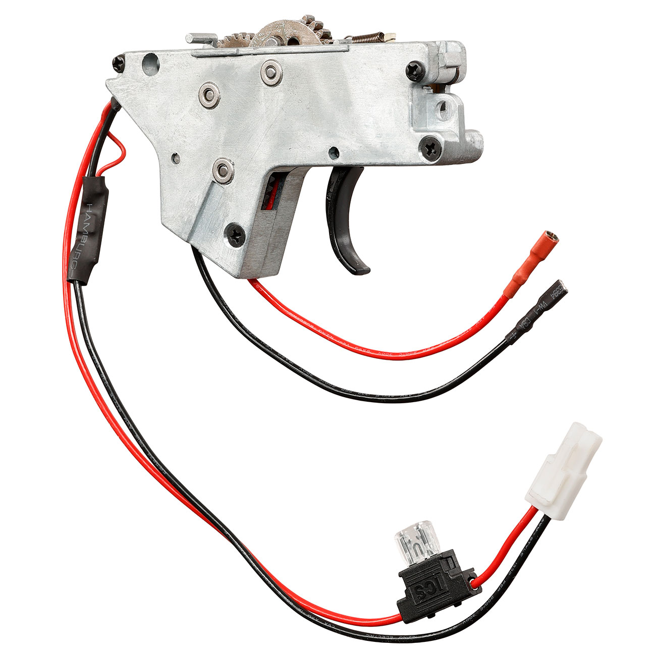 ICS M4 / M16 Split-Design Gearbox komplett mit Mosfet unten silber - Kabel hinten - MA-438 Bild 1