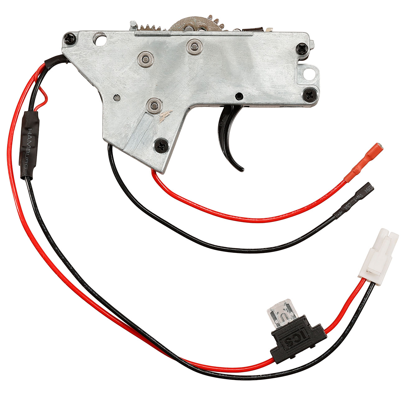 ICS M4 / M16 Split-Design Gearbox komplett mit Mosfet unten silber - Kabel hinten - MA-438 Bild 3