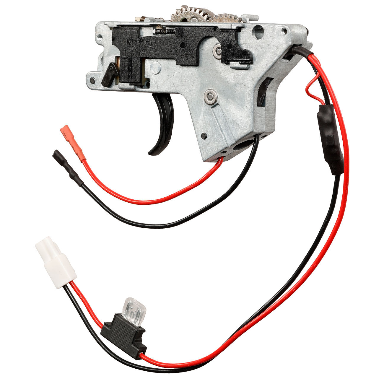 ICS M4 / M16 Split-Design Gearbox komplett mit Mosfet unten silber - Kabel hinten - MA-438 Bild 4
