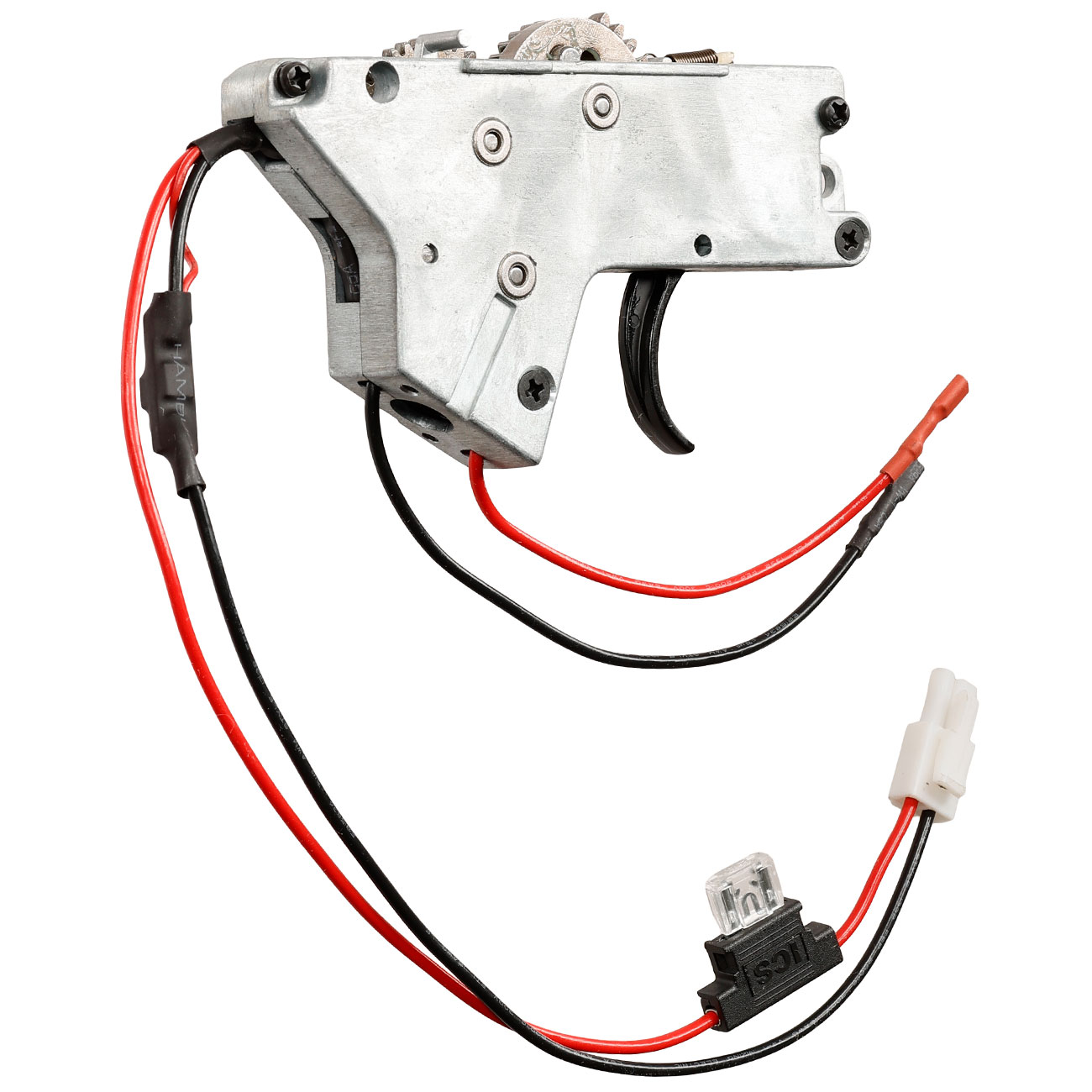 ICS M4 / M16 Split-Design Gearbox komplett mit Mosfet unten silber - Kabel hinten - MA-438 Bild 5