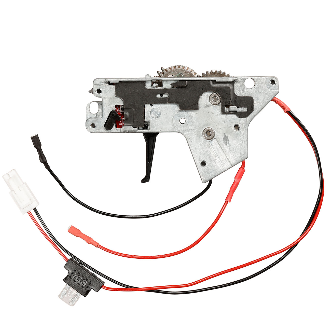 ICS M4 / M16  Split-Design Gearbox komplett mit SSS-Mosfet / Flat Trigger unten silber - Kabel hinten - MA-477 Bild 2