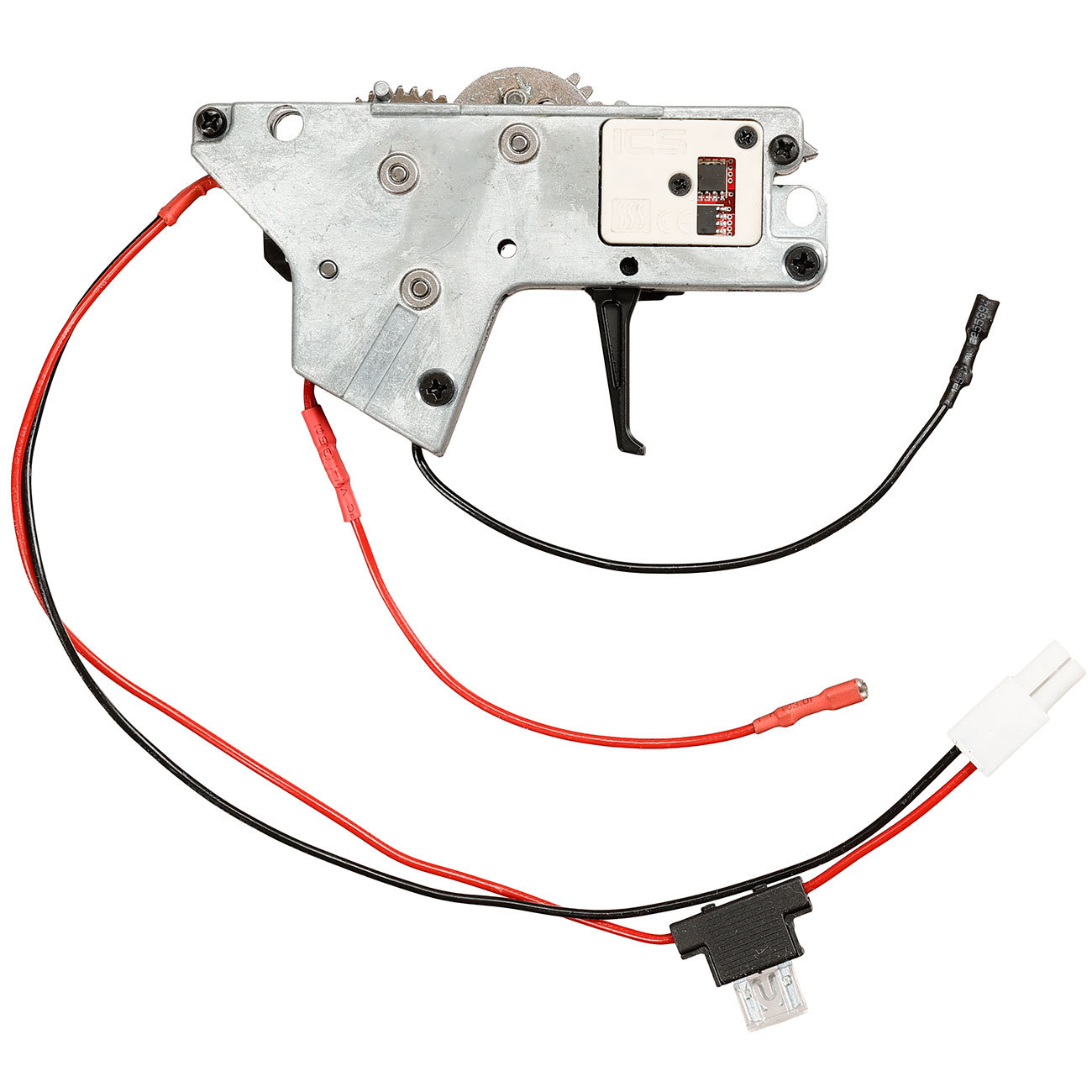 ICS M4 / M16  Split-Design Gearbox komplett mit SSS-Mosfet / Flat Trigger unten silber - Kabel hinten - MA-477 Bild 3