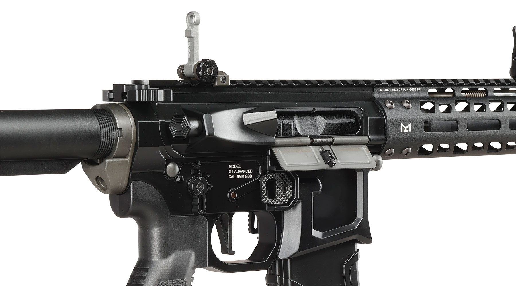 G&G M4 MGCR 556 7 Zoll Vollmetall GBB 6mm BB schwarz Bild 9