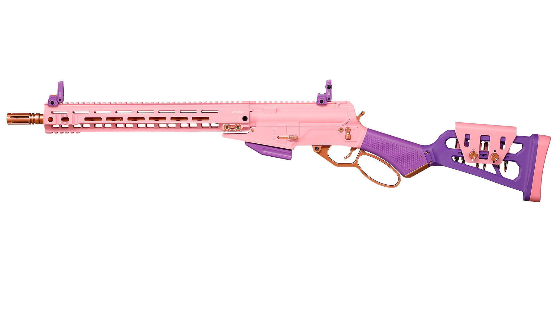 G&G LevAR 15 Zoll Rifle Gas Lever Action Vollmetall 6mm BB Pink-Gold Edition Bild 1