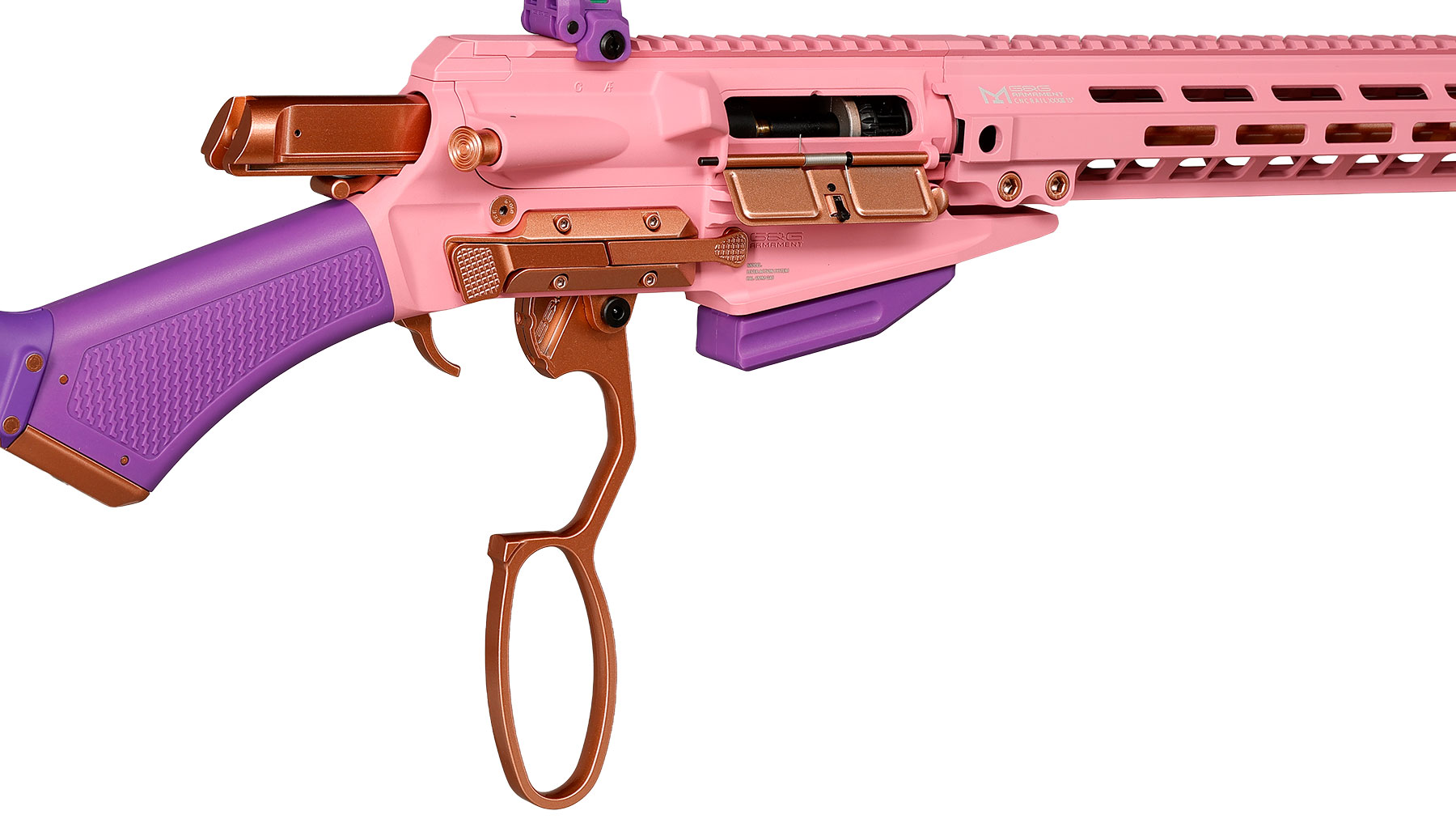 G&G LevAR 15 Zoll Rifle Gas Lever Action Vollmetall 6mm BB Pink-Gold Edition Bild 10