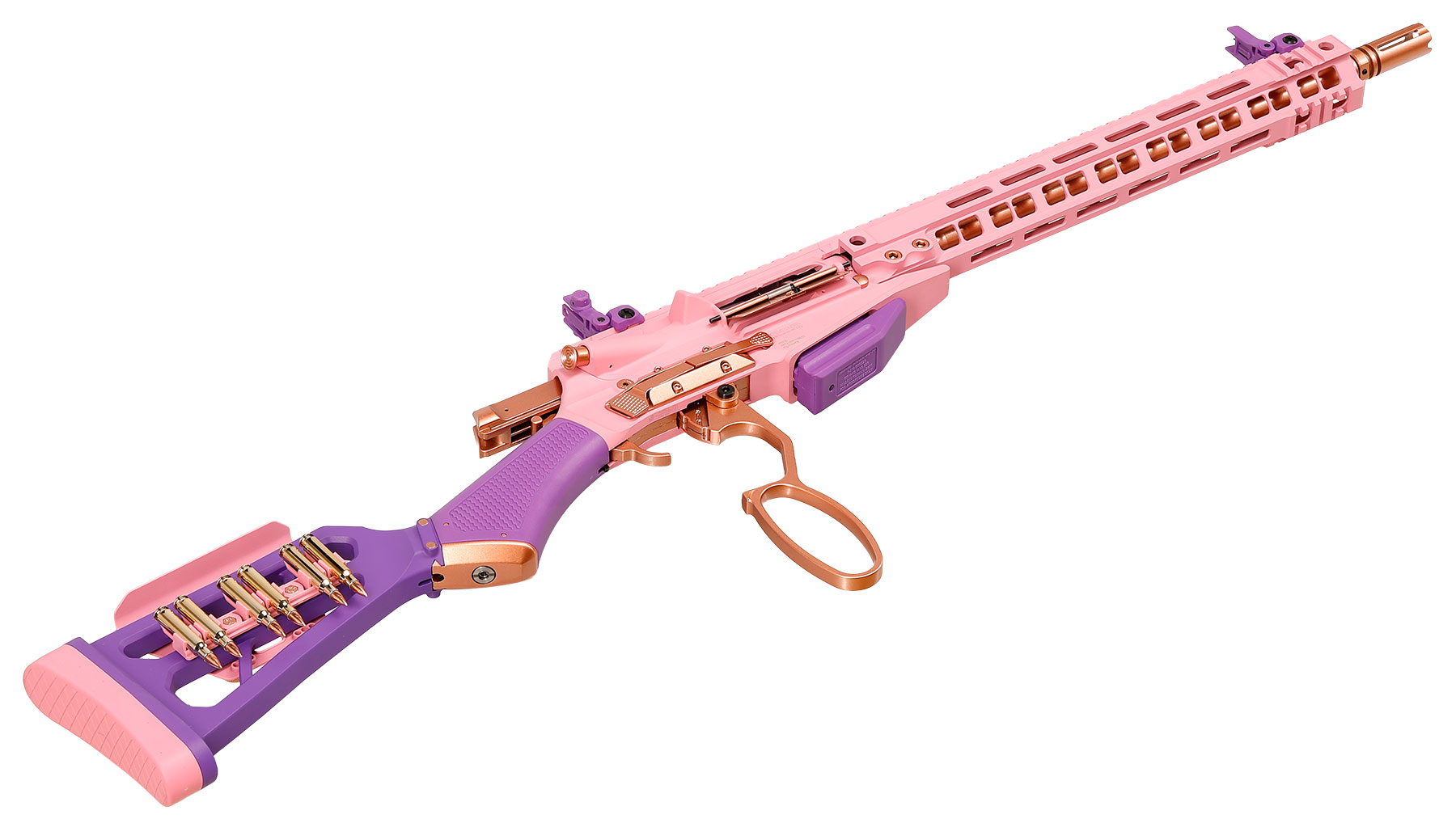 G&G LevAR 15 Zoll Rifle Gas Lever Action Vollmetall 6mm BB Pink-Gold Edition Bild 6
