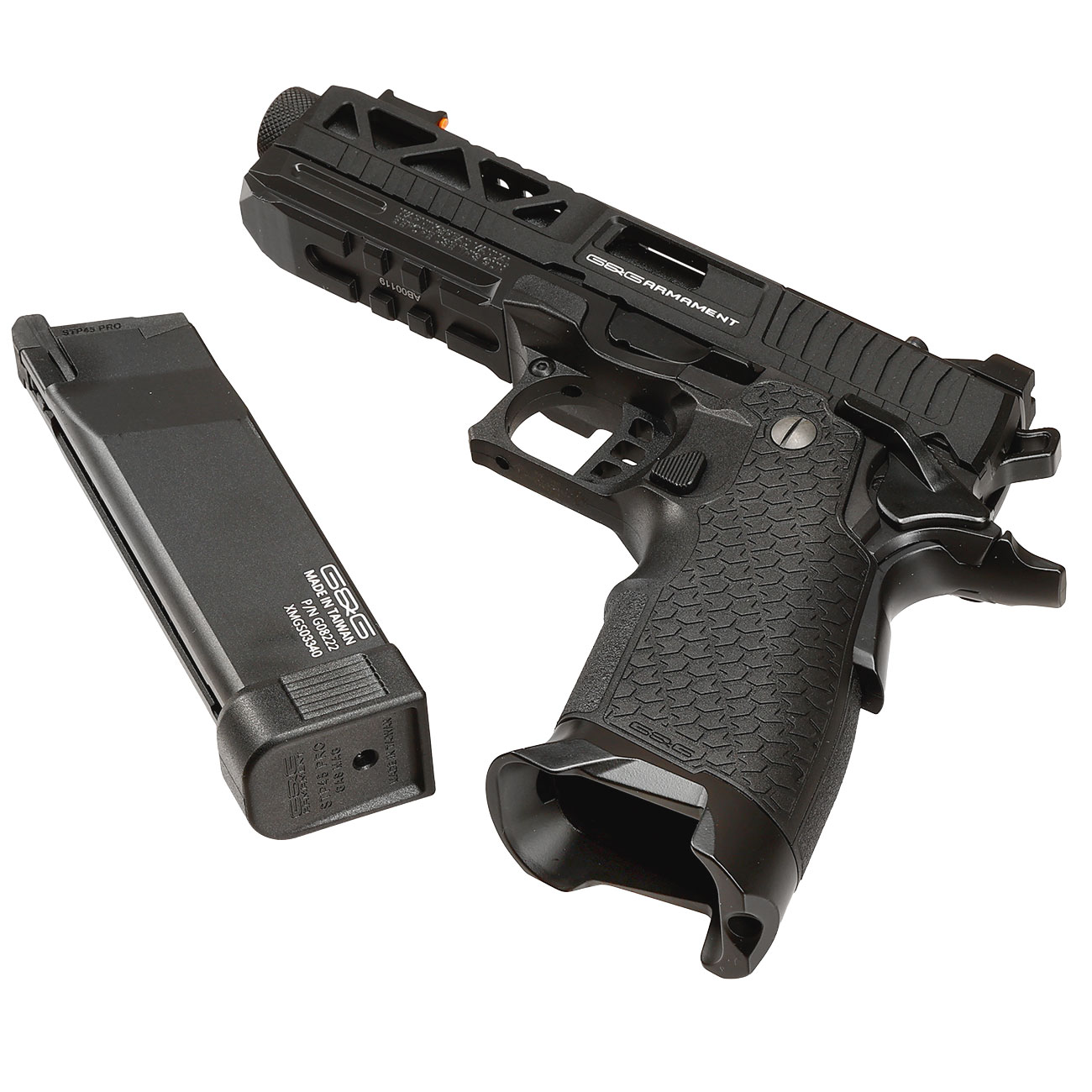 G&G 2024 CP Custom Airsoftpistole Hi-Capa Vollmetall GBB 6mm BB schwarz - Set mit 2 Magazinen / Pistolenkoffer Bild 6