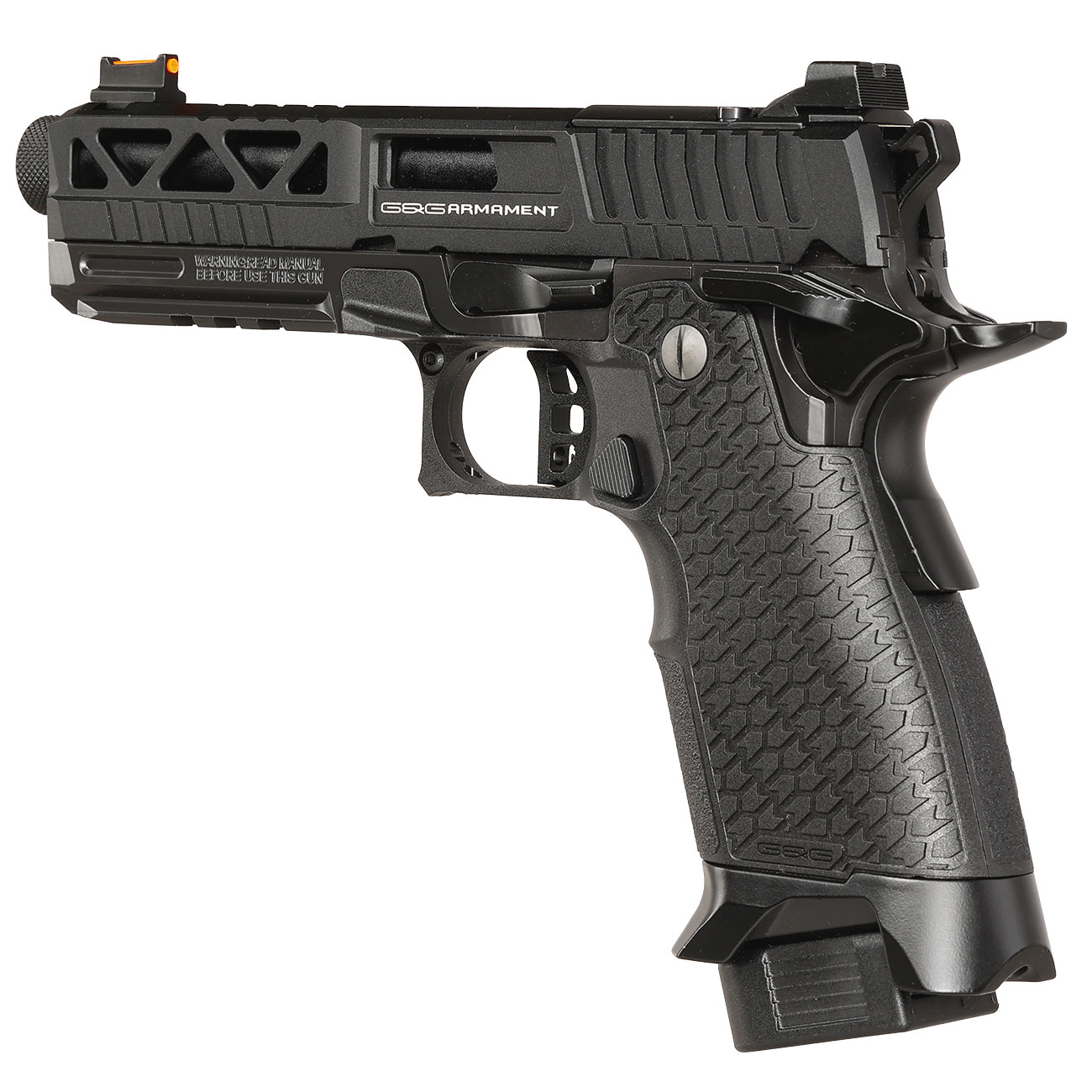 G&G 2024 CP Custom Airsoftpistole Hi-Capa Vollmetall GBB 6mm BB schwarz - Set mit 2 Magazinen / Pistolenkoffer Bild 8