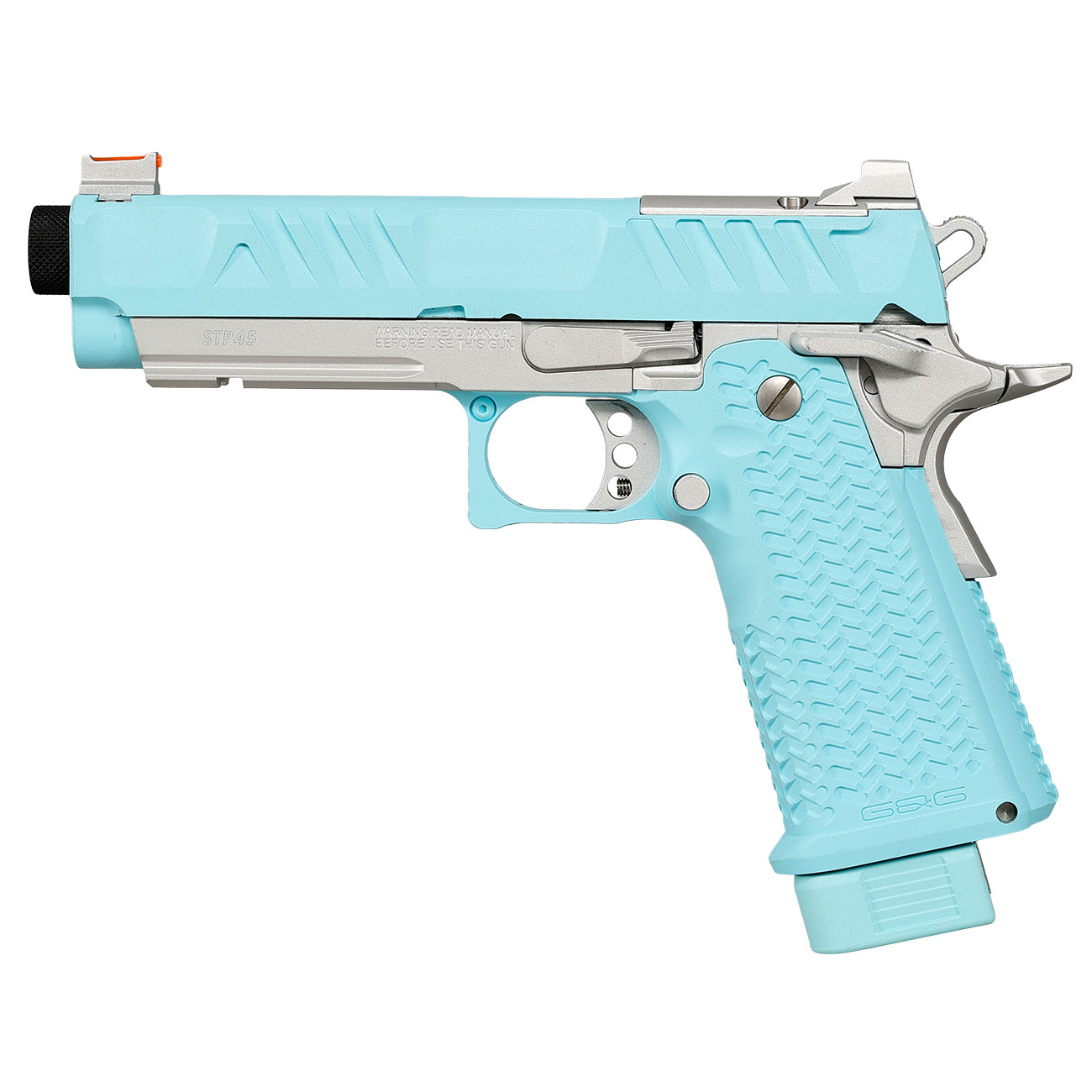 G&G STP45 Airsoftpistole Hi-Capa mit Polymer-Schlitten / Metallrahmen GBB 6mm BB Macaron Blue Edition Bild 1