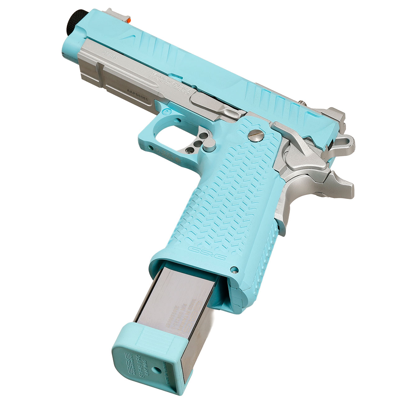 G&G STP45 Airsoftpistole Hi-Capa mit Polymer-Schlitten / Metallrahmen GBB 6mm BB Macaron Blue Edition Bild 5
