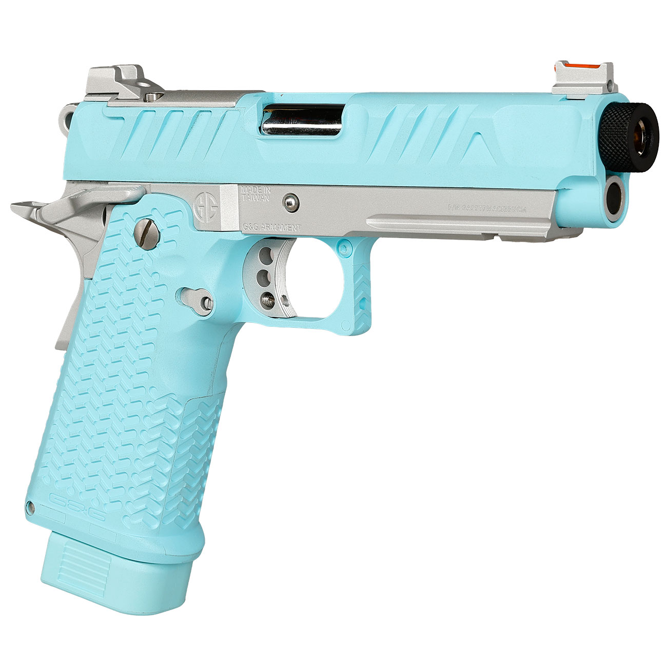 G&G STP45 Airsoftpistole Hi-Capa mit Polymer-Schlitten / Metallrahmen GBB 6mm BB Macaron Blue Edition Bild 7