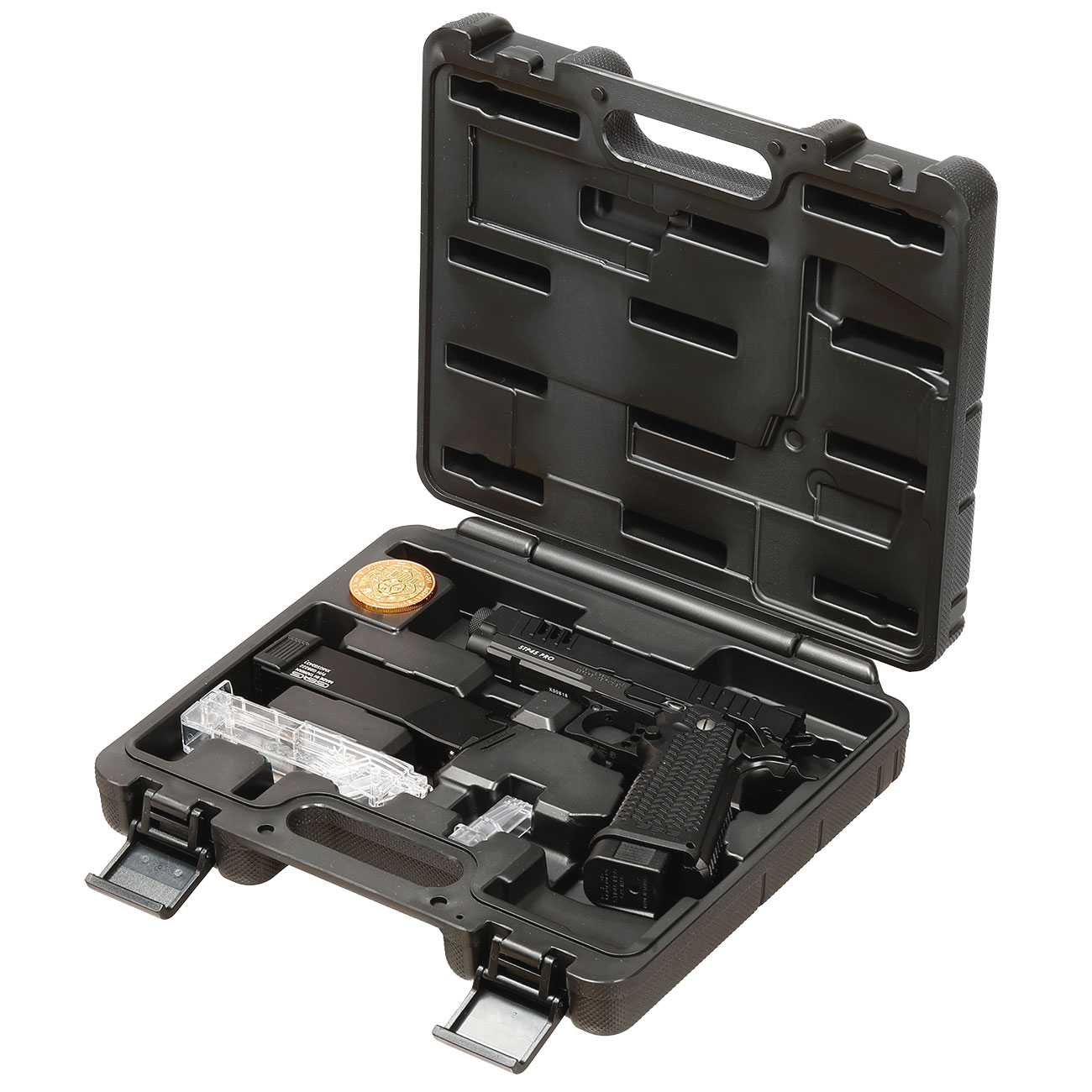 G&G STP45 Pro 8 Zoll Airsoftpistole Hi-Capa Vollmetall GBB 6mm BB schwarz - Set mit 2 Magazinen / Pistolenkoffer Bild 9