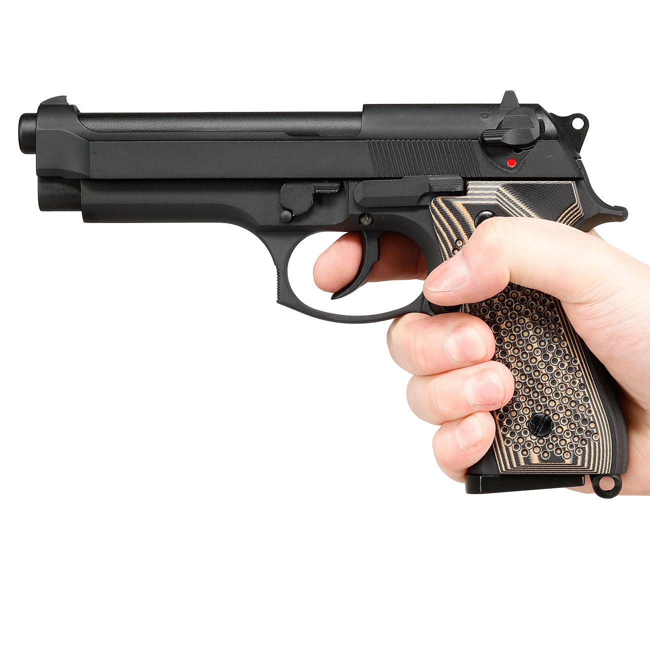 KLI M92 Vollmetall GBB 6mm BB schwarz - G10 Grip Edition Bild 11