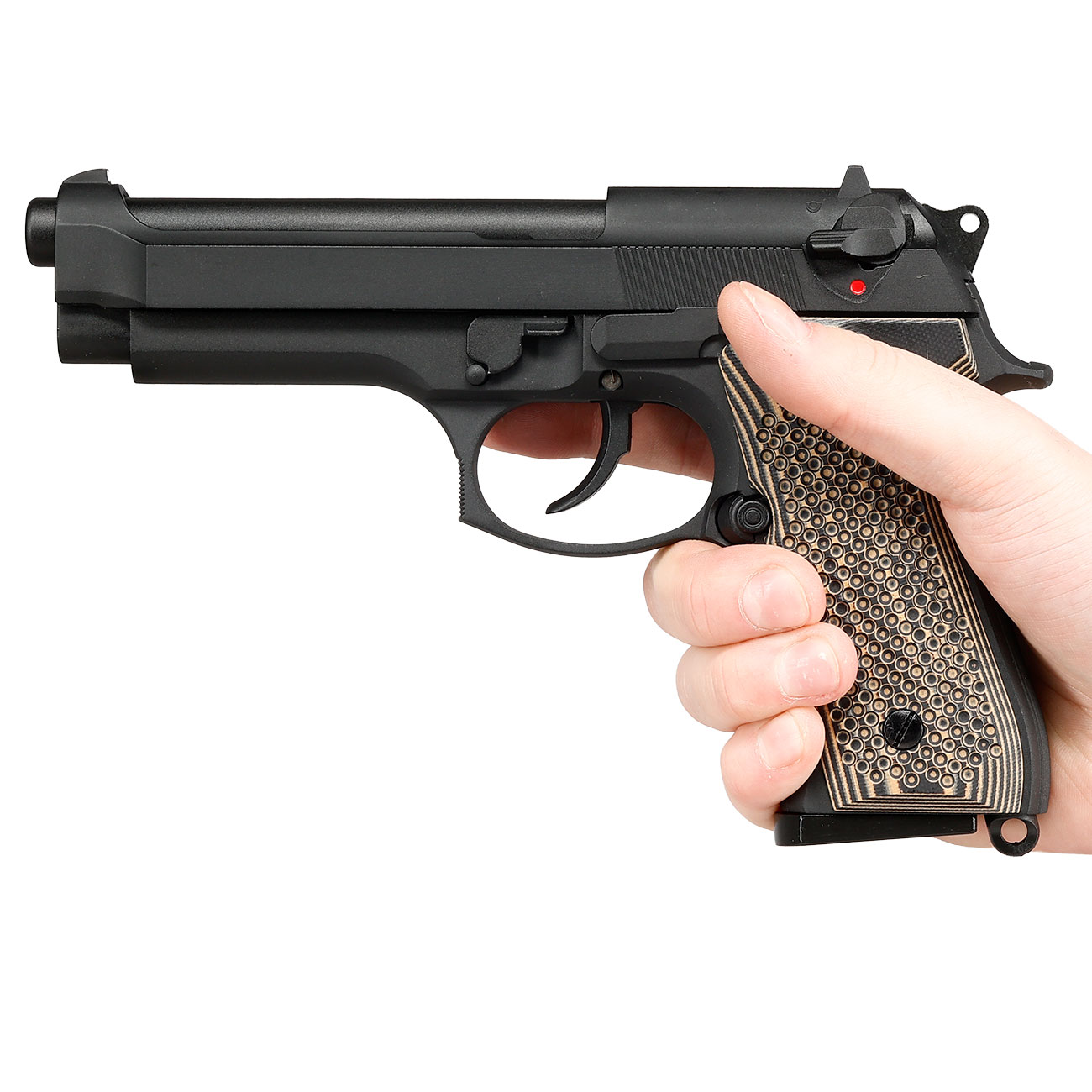 KLI M92 Vollmetall GBB 6mm BB schwarz - G10 Grip Edition Bild 3