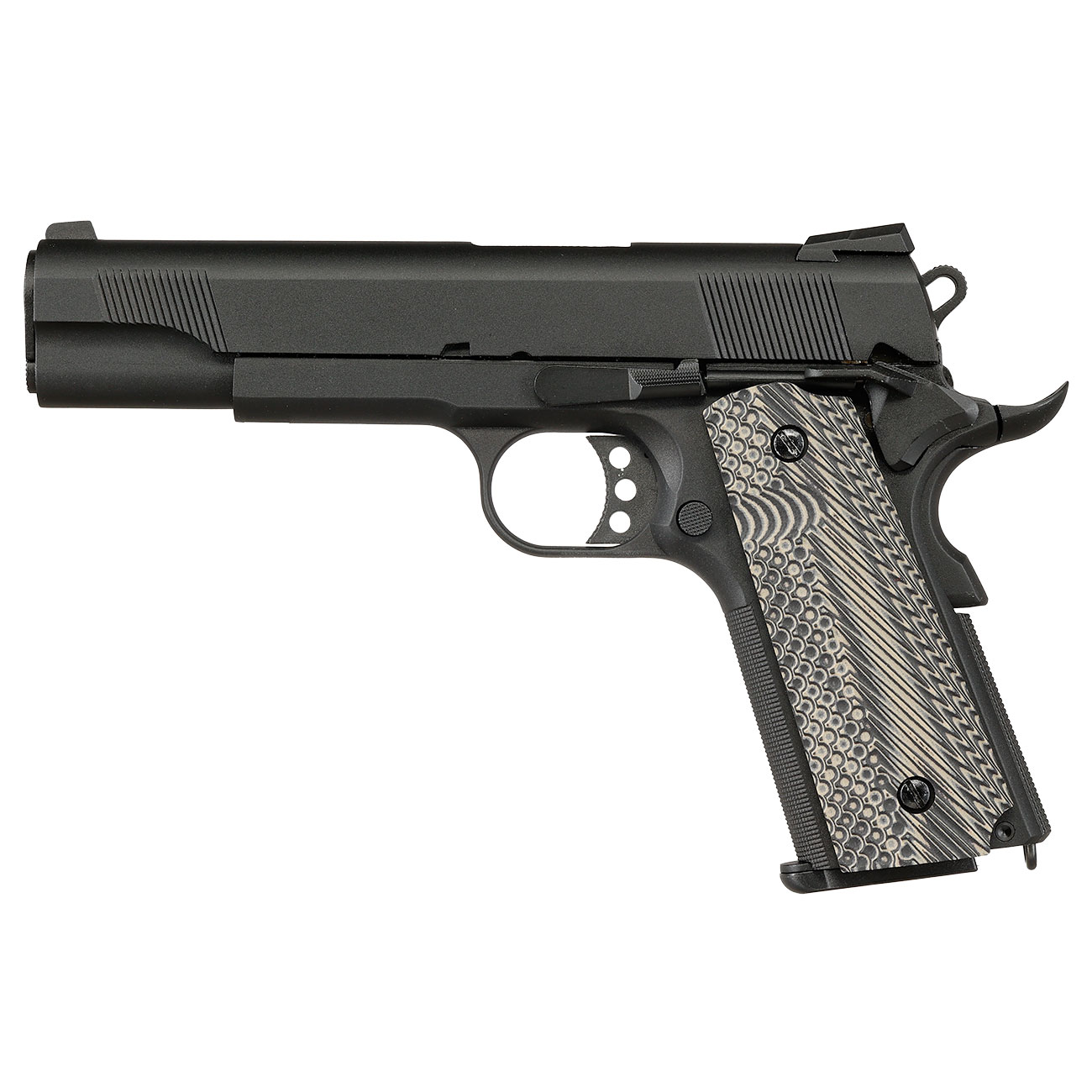 KLI M1911 MEU Vollmetall GBB 6mm BB schwarz - G10 Grip Edition Bild 2