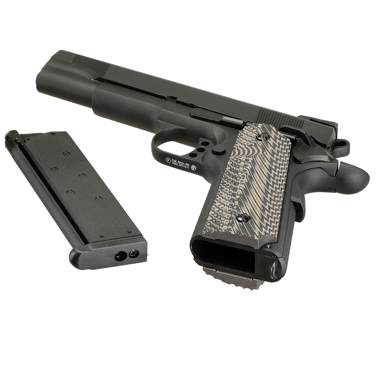 KLI M1911 MEU Vollmetall GBB 6mm BB schwarz - G10 Grip Edition Bild 7