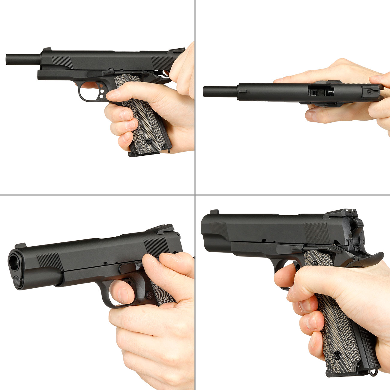 KLI M1911 MEU Vollmetall GBB 6mm BB schwarz - G10 Grip Edition Bild 8