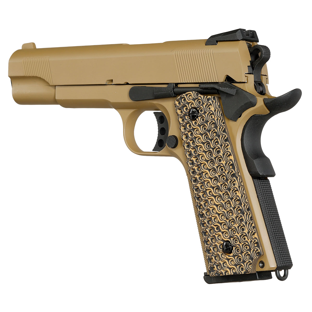 KLI M1911 MEU Vollmetall GBB 6mm BB Desert Tan - G10 Grip Edition Bild 10