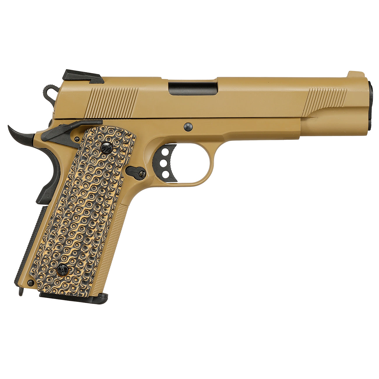 KLI M1911 MEU Vollmetall GBB 6mm BB Desert Tan - G10 Grip Edition Bild 5