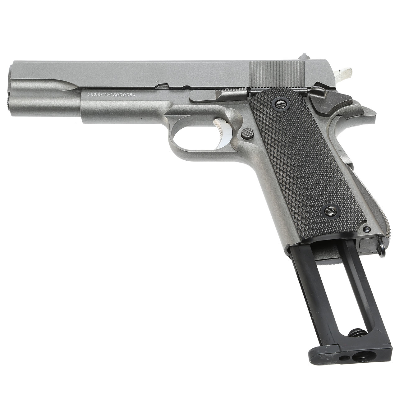 Well M1911A1 Vollmetall CO2 Blowback 6mm BB grau inkl. Koffer Bild 5