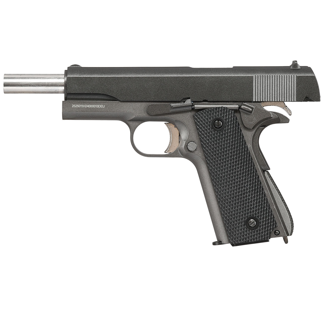 Well M1911A1 Vollmetall CO2 Blowback 6mm BB grau inkl. Koffer Bild 2