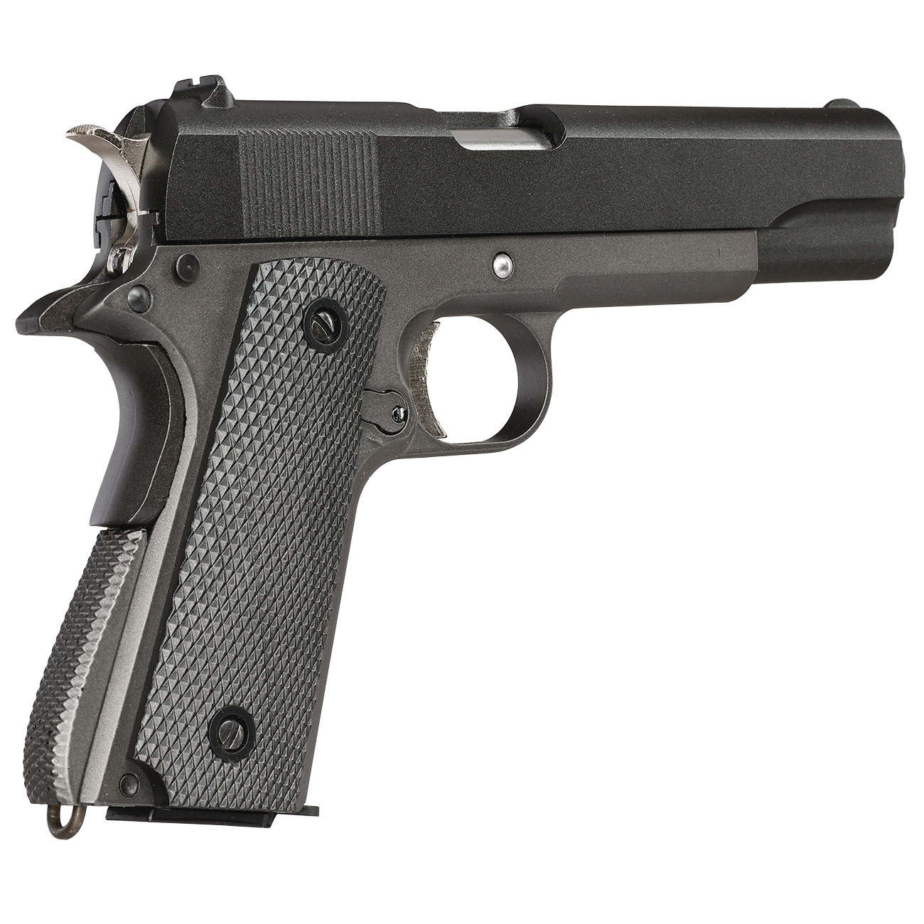 Well M1911A1 Vollmetall CO2 Blowback 6mm BB grau inkl. Koffer Bild 4