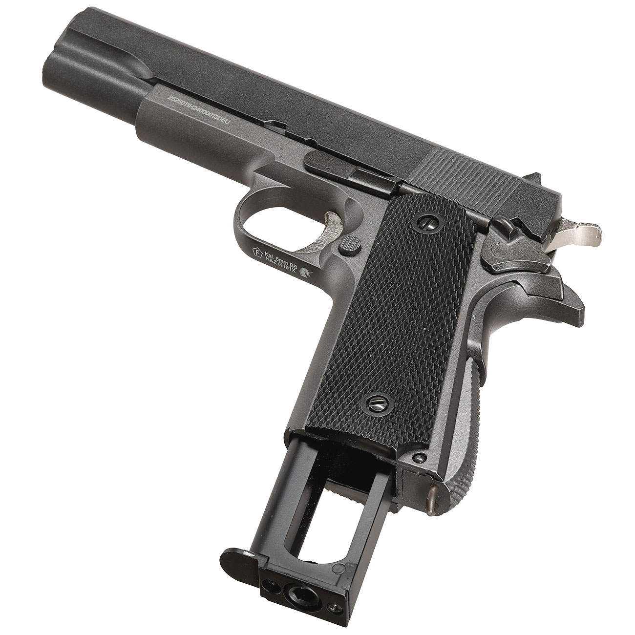 Well M1911A1 Vollmetall CO2 Blowback 6mm BB grau inkl. Koffer Bild 5