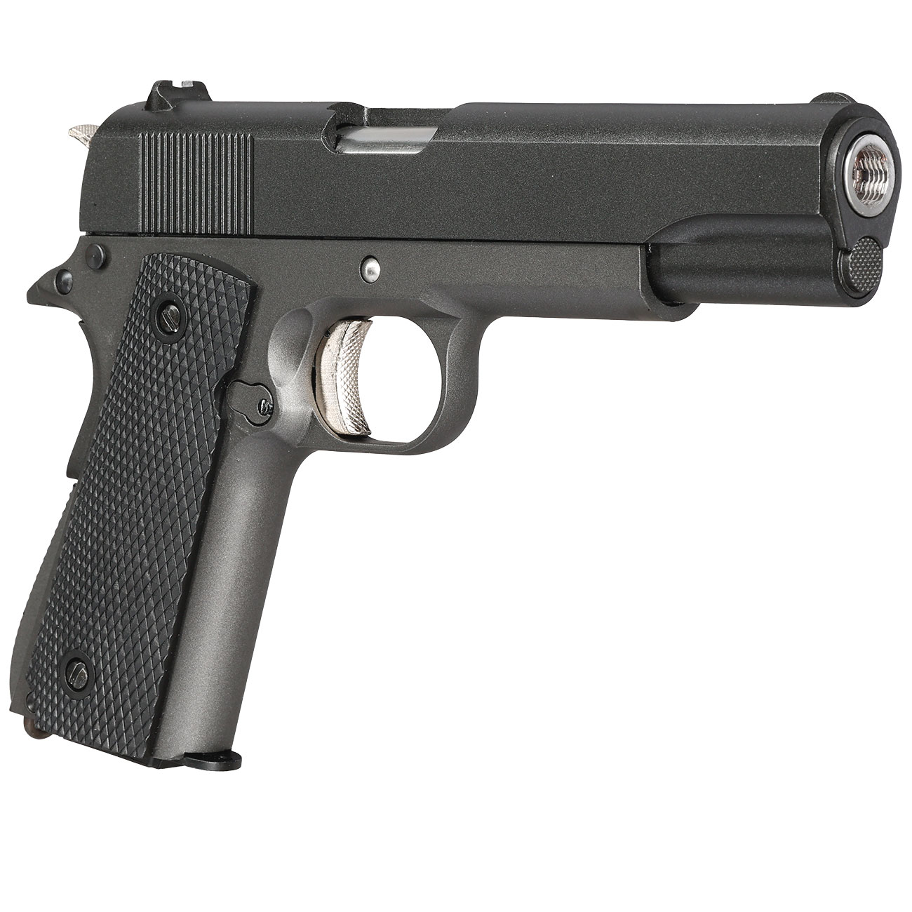 Well M1911A1 Vollmetall CO2 Blowback 6mm BB grau inkl. Koffer Bild 7