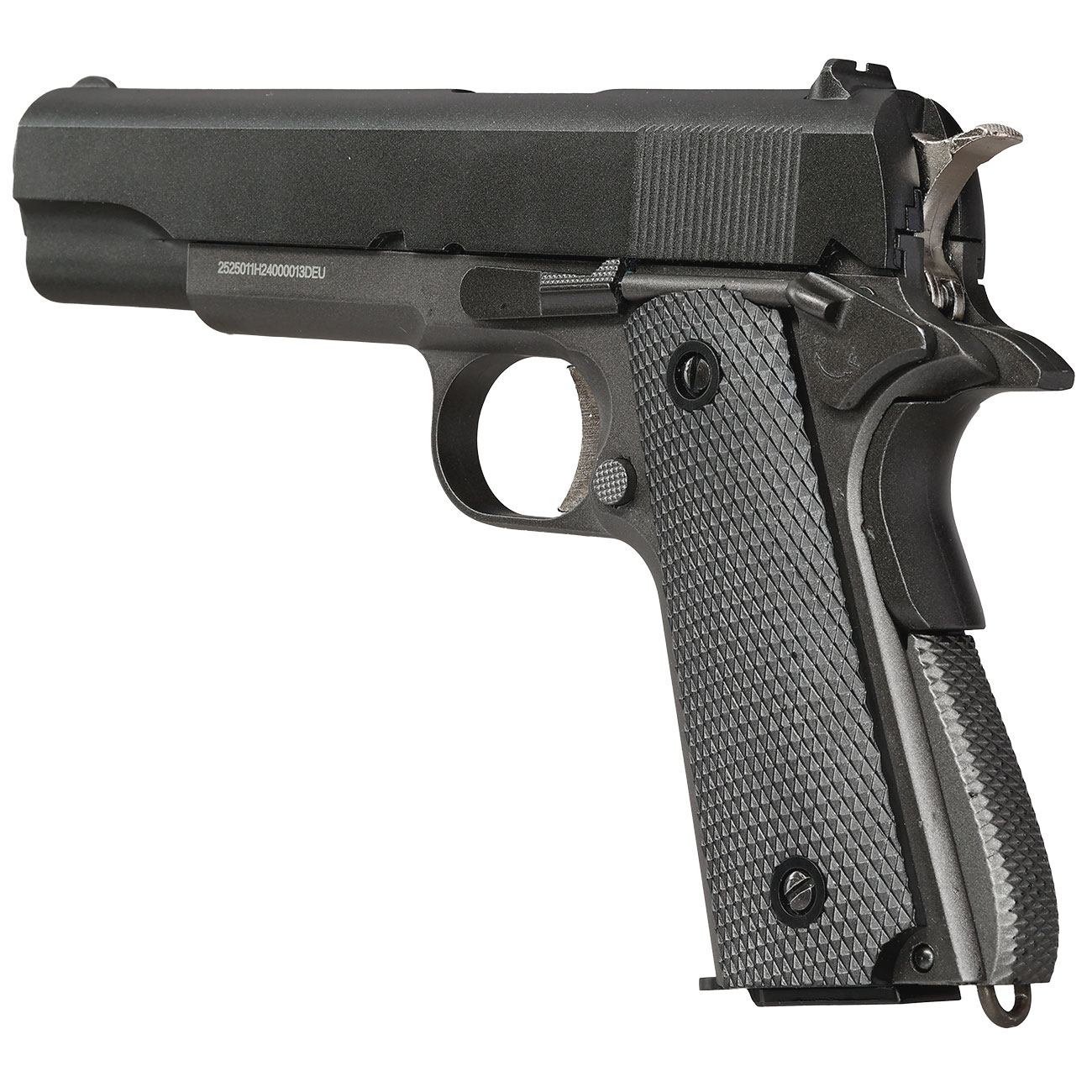 Well M1911A1 Vollmetall CO2 Blowback 6mm BB grau inkl. Koffer Bild 8