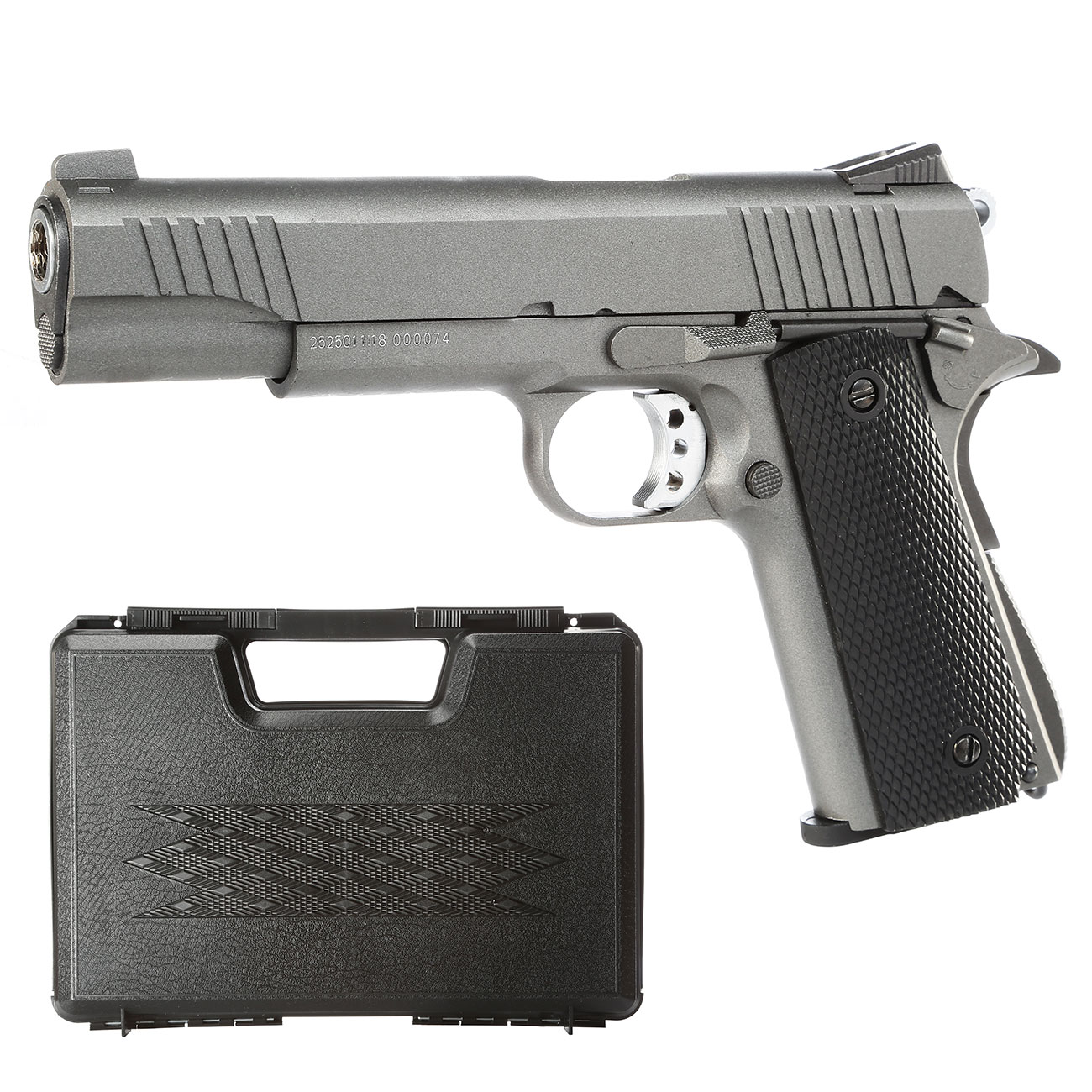 Well M1911 Vollmetall CO2 Blowback 6mm BB grau inkl. Koffer